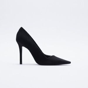 NWT. Zara Black Suede Leather High-Heel Shoes. Size 9.